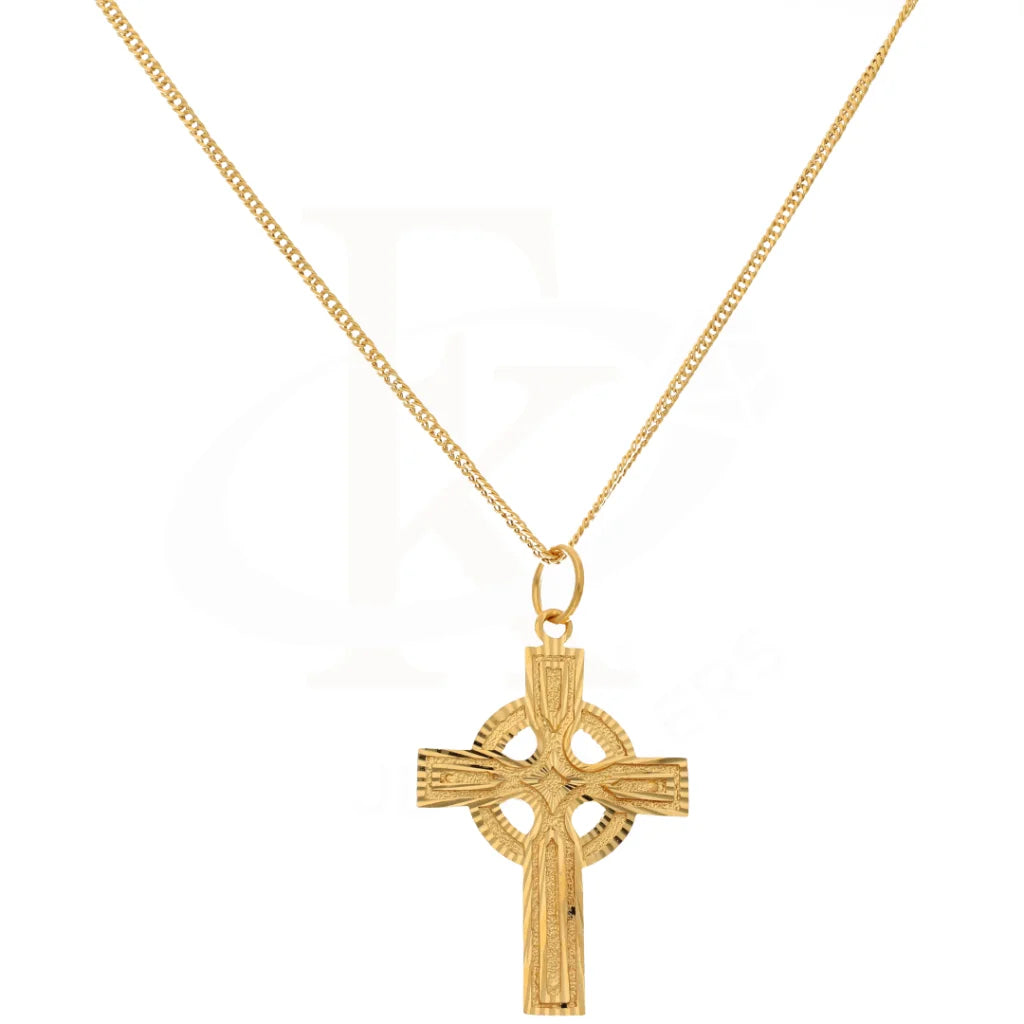 Gold Necklace (Chain With Celtic Cross Pendant) 21Kt - Fkjnkl21K8567 Necklaces