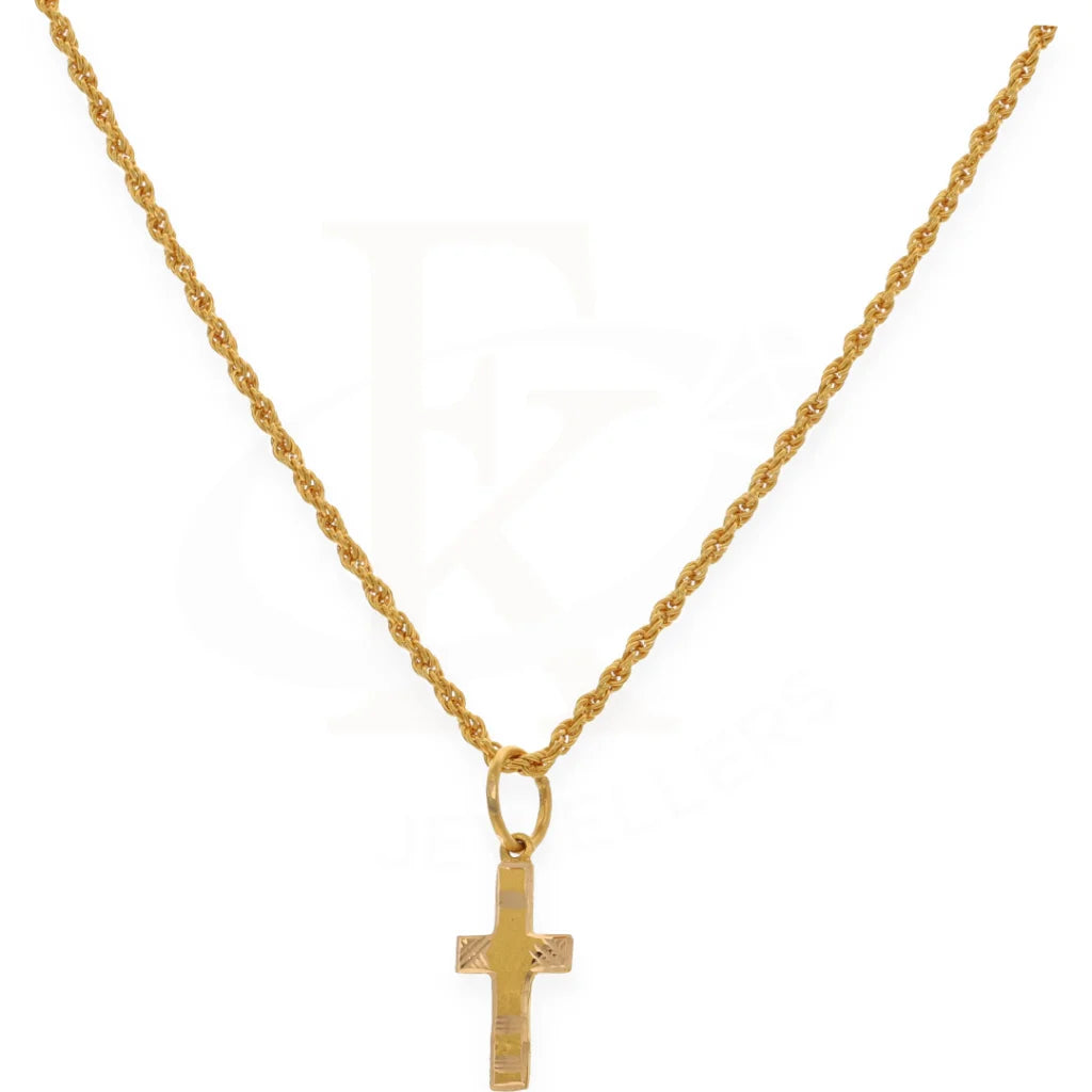Gold Necklace ( Chain With Cross Pendant ) 21Kt - Fkjnkl21K7570 Necklaces
