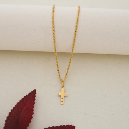 Gold Necklace ( Chain With Cross Pendant ) 21Kt - Fkjnkl21K7570 Necklaces