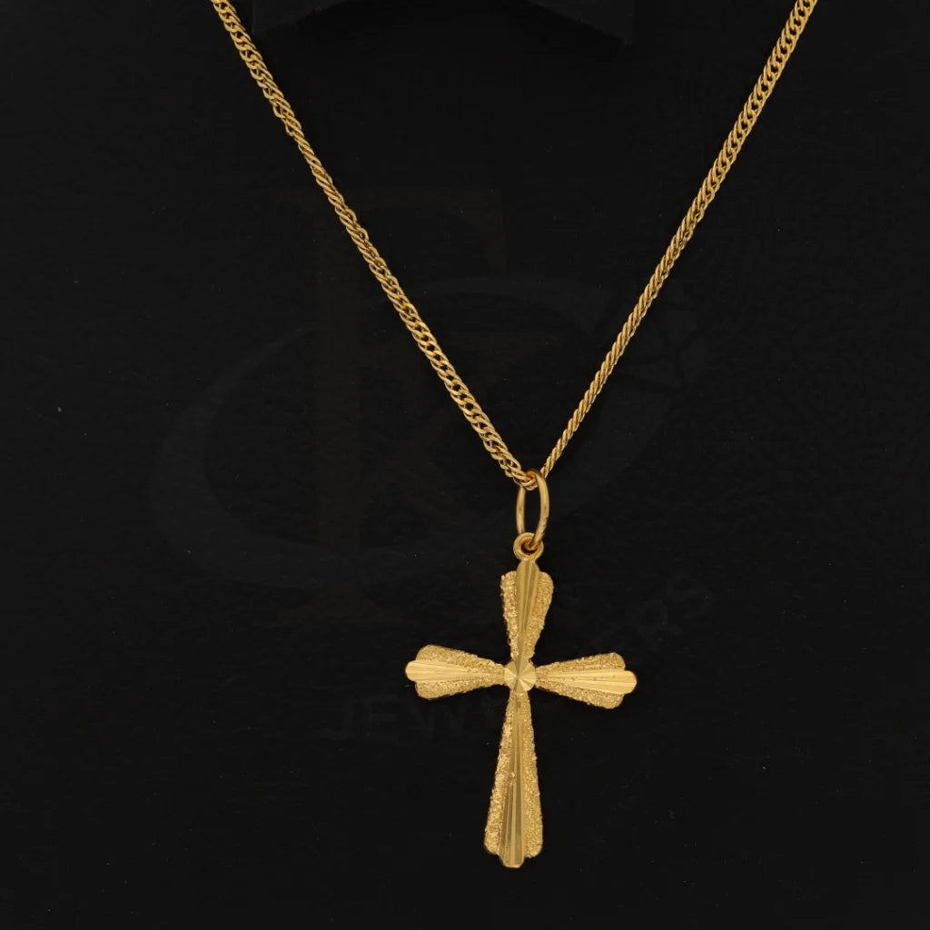 Gold Necklace (Chain With Cross Pendant) 21Kt - Fkjnkl21K8565 Necklaces