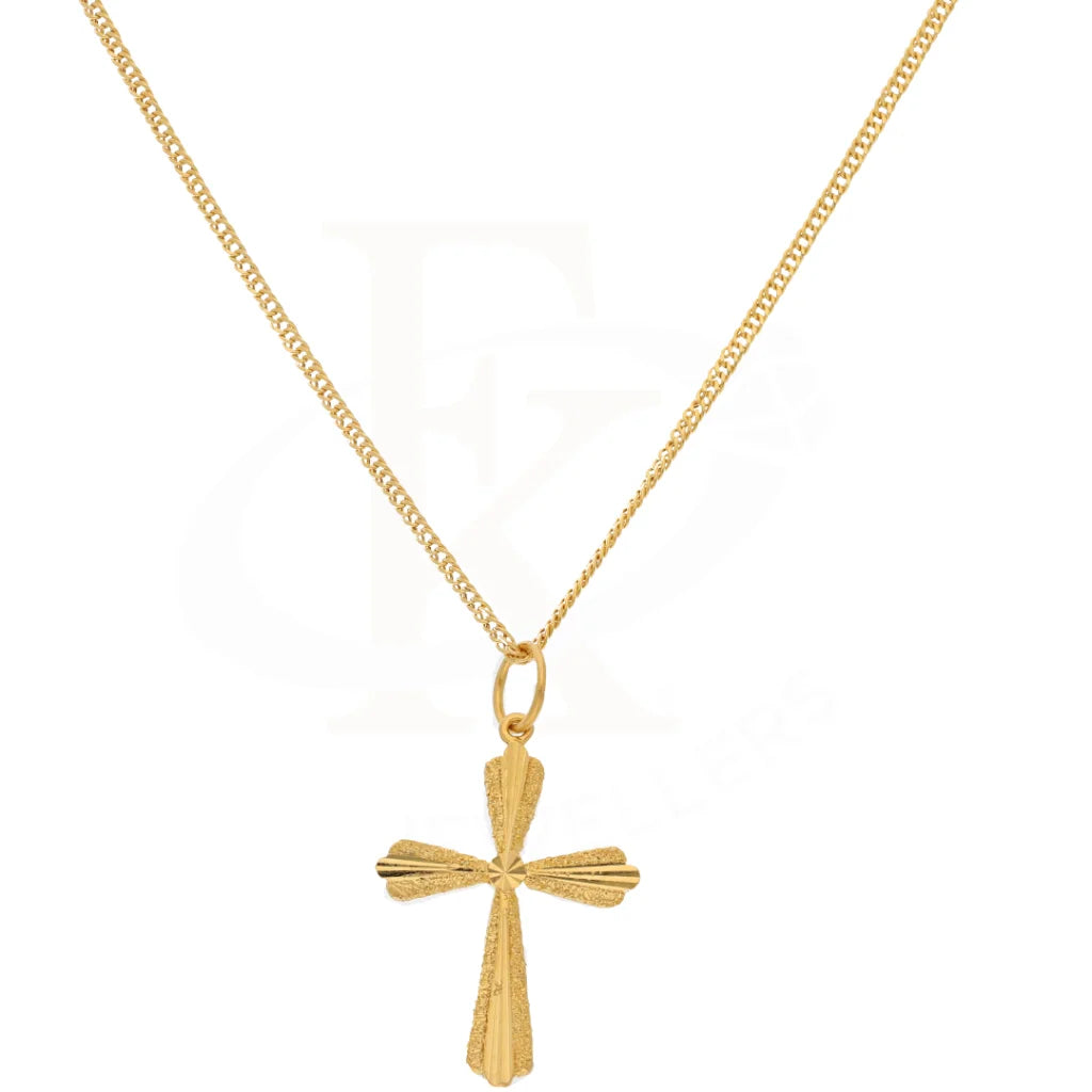 Gold Necklace (Chain With Cross Pendant) 21Kt - Fkjnkl21K8565 Necklaces