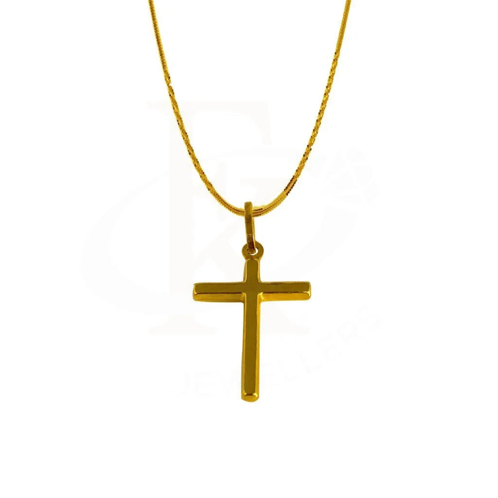 Gold Necklace (Chain With Cross Pendant) 22Kt - Fkjnkl1810 Necklaces