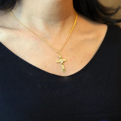 Gold Necklace (Chain With Cross Shaped Pendant) 21Kt - Fkjnkl21Km8543 Necklaces