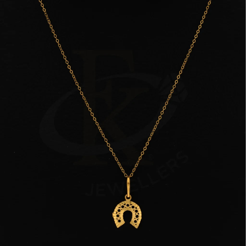 Gold Necklace (Chain With Dainty Horseshoe Pendant) 21Kt - Fkjnkl21Km8402 Necklaces