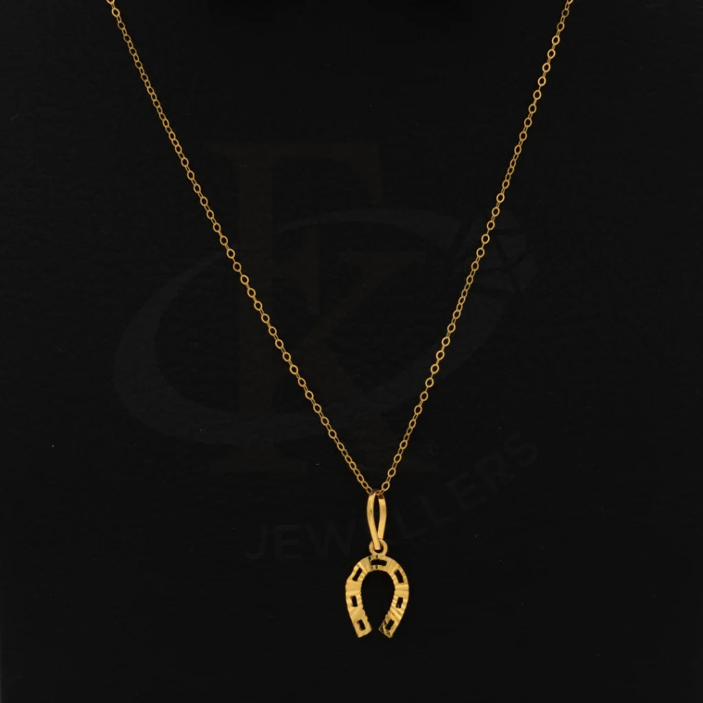 Gold Necklace (Chain With Dainty Horseshoe Pendant) 21Kt - Fkjnkl21Km8403 Necklaces