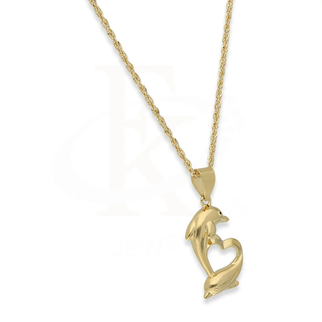 Gold Necklace (Chain With Dolphin Heart Pendant) 18Kt - Fkjnkl18K5105 Necklaces