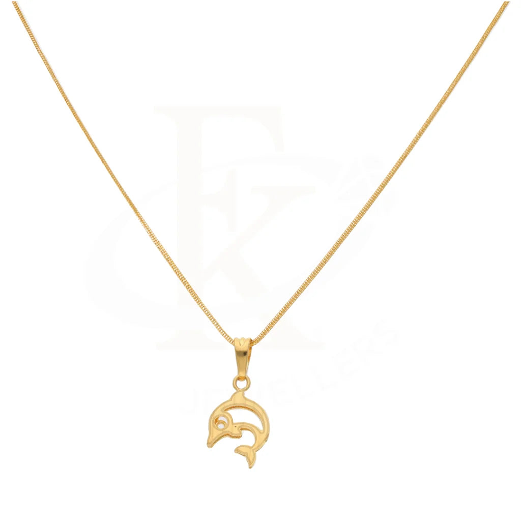 Gold Necklace (Chain With Dolphin Shaped Pendant) 21Kt - Fkjnkl21Km8534 Necklaces