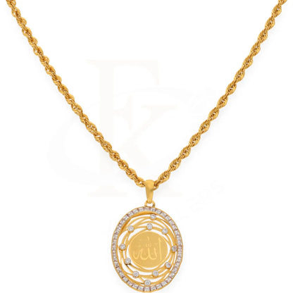 Gold Necklace (Chain With Dual Tone Allah Pendant) 21Kt - Fkjnkl21K7579 Necklaces