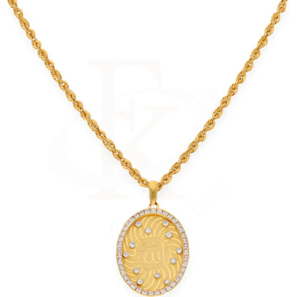 Gold Necklace (Chain With Dual Tone Allah Pendant) 21Kt - Fkjnkl21K7581 Necklaces