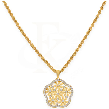 Gold Necklace ( Chain With Dual Tone Flower Pendant ) 21Kt - Fkjnkl21K7552 Necklaces