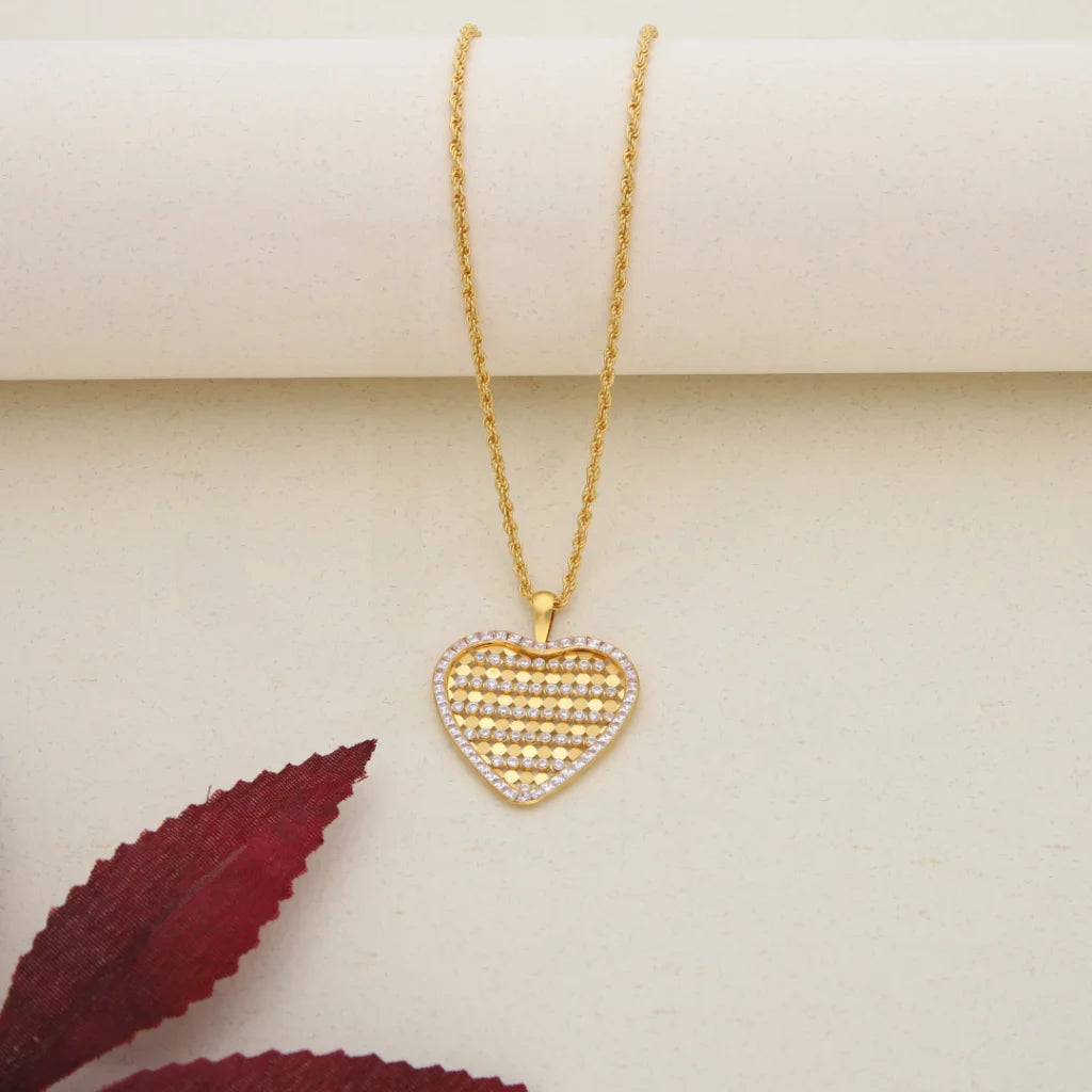 Gold Necklace ( Chain With Dual Tone Heart Pendant ) 21Kt - Fkjnkl21K7551 Necklaces