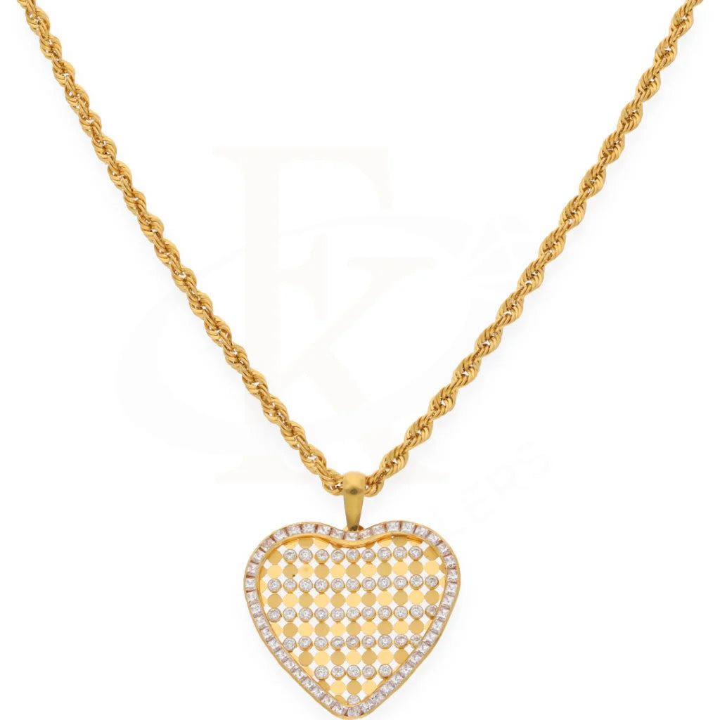 Gold Necklace ( Chain With Dual Tone Heart Pendant ) 21Kt - Fkjnkl21K7551 Necklaces