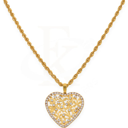 Gold Necklace ( Chain With Dual Tone Heart Pendant ) 21Kt - Fkjnkl21K7553 Necklaces