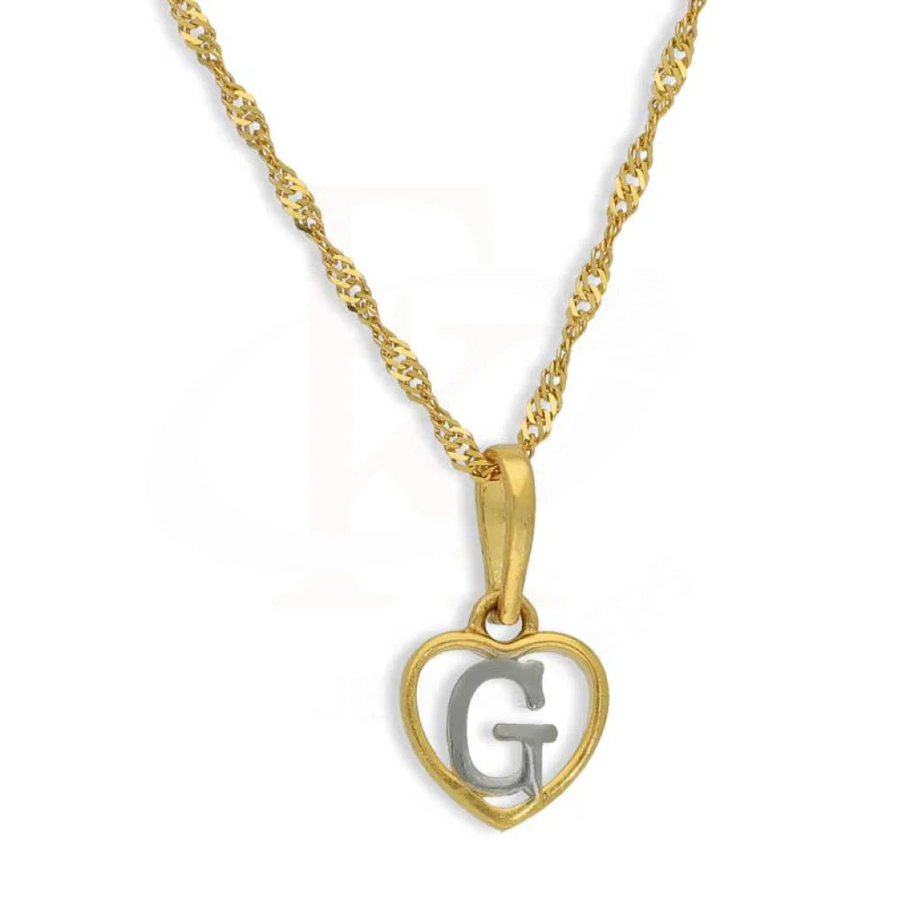 Gold Necklace (Chain With Dual Tone Heart Shaped Alphabet Pendant) 22Kt - Fkjnkl22K2736 G / 2.300