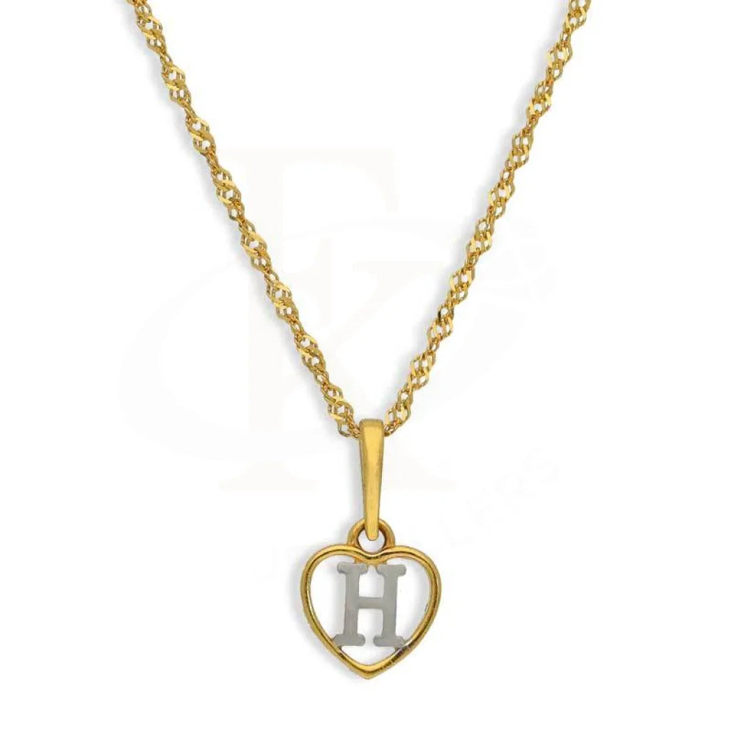 Gold Necklace (Chain With Dual Tone Heart Shaped Alphabet Pendant) 22Kt - Fkjnkl22K2736 H / 2.280