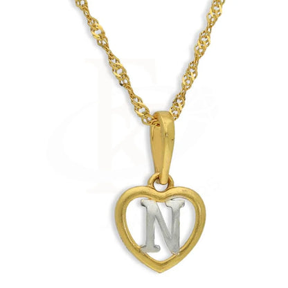 Gold Necklace (Chain With Dual Tone Heart Shaped Alphabet Pendant) 22Kt - Fkjnkl22K2736 N / 2.330