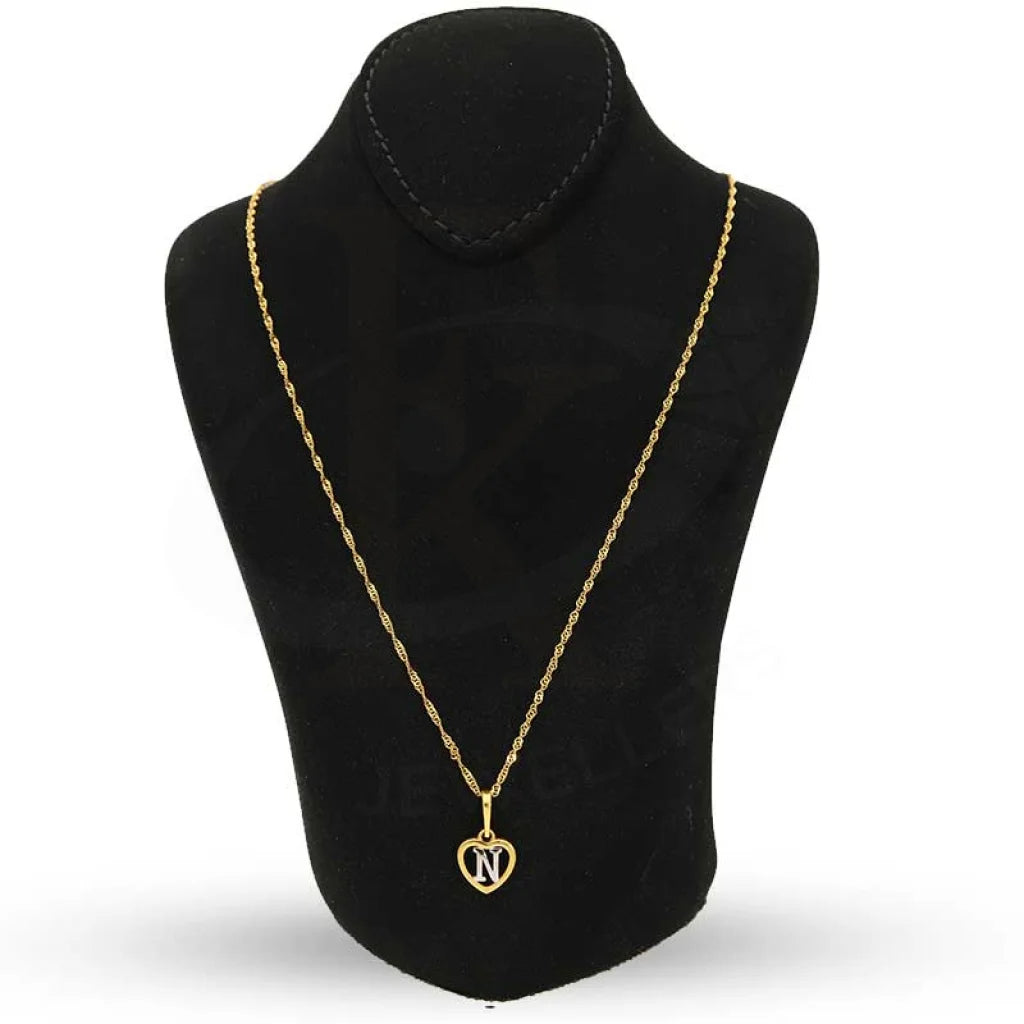 Gold Necklace (Chain With Dual Tone Heart Shaped Alphabet Pendant) 22Kt - Fkjnkl22K2736 Necklaces