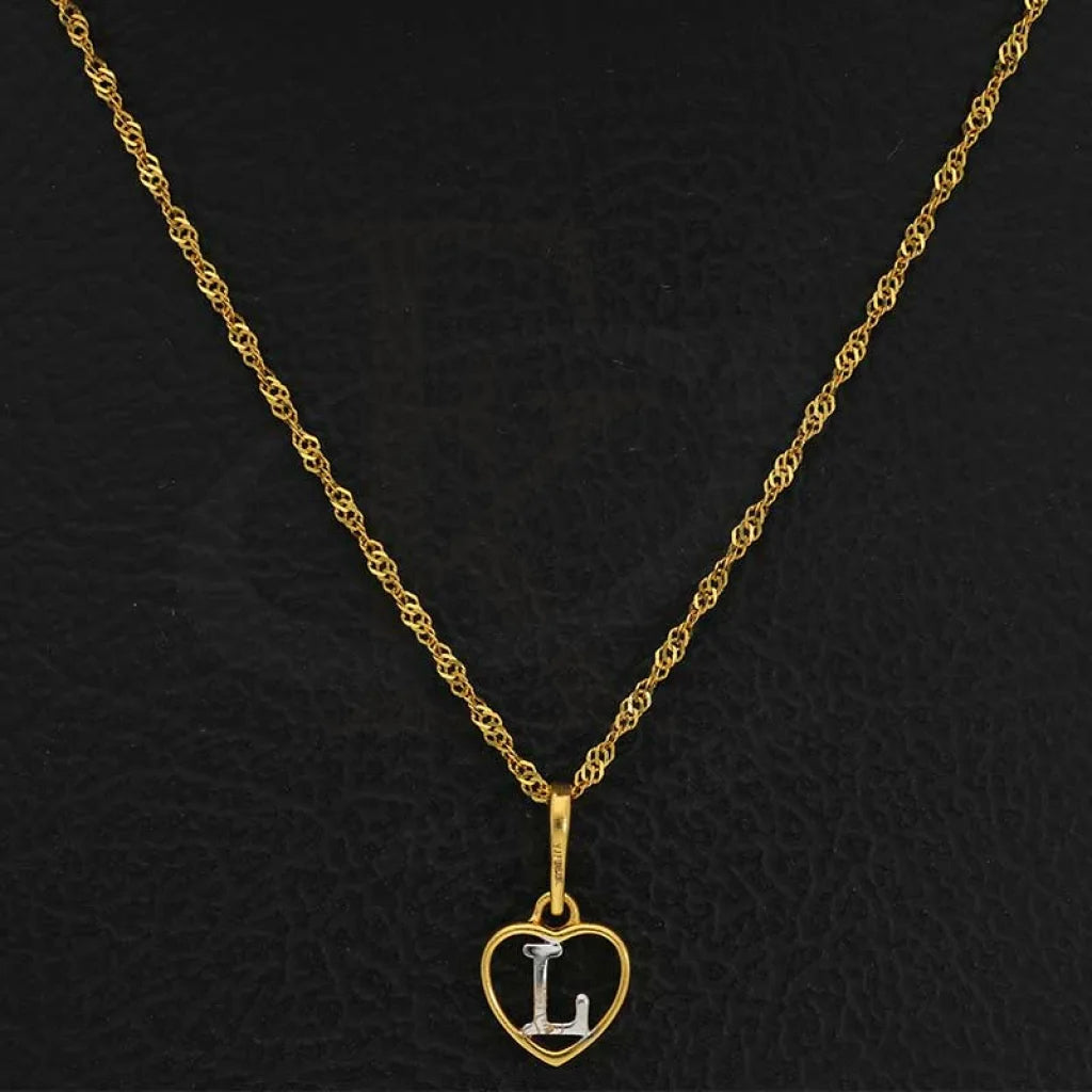 Gold Necklace (Chain With Dual Tone Heart Shaped Alphabet Pendant) 22Kt - Fkjnkl22K2736 Necklaces