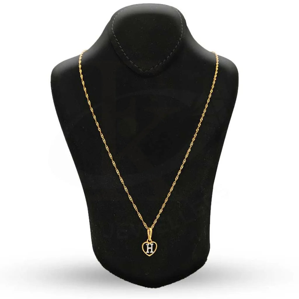 Gold Necklace (Chain With Dual Tone Heart Shaped Alphabet Pendant) 22Kt - Fkjnkl22K2736 Necklaces