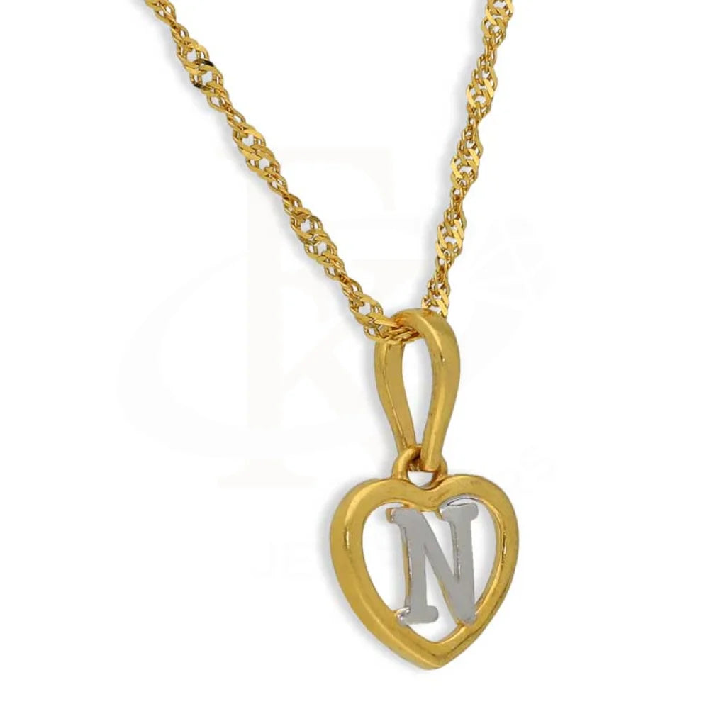 Gold Necklace (Chain With Dual Tone Heart Shaped Alphabet Pendant) 22Kt - Fkjnkl22K2736 Necklaces