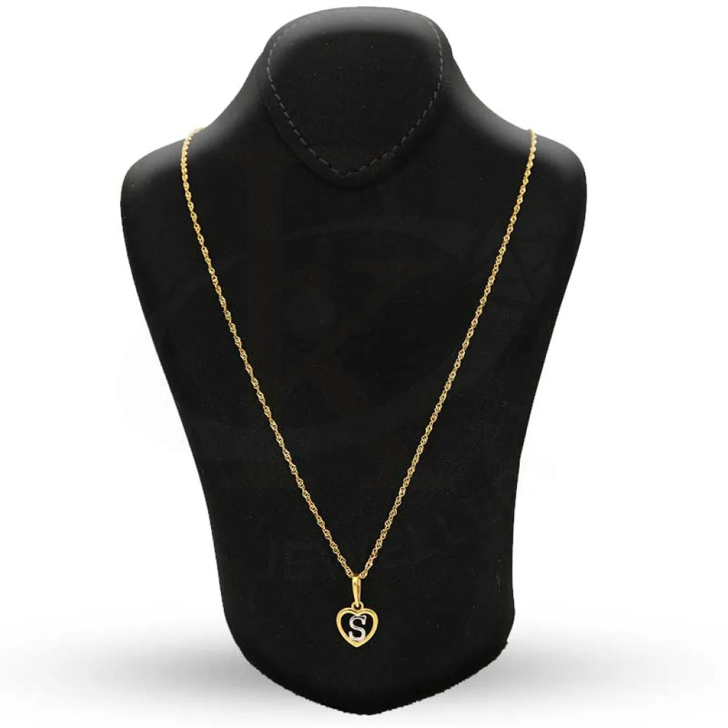 Gold Necklace (Chain With Dual Tone Heart Shaped Alphabet Pendant) 22Kt - Fkjnkl22K2736 Necklaces