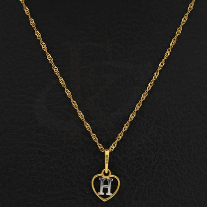 Gold Necklace (Chain With Dual Tone Heart Shaped Alphabet Pendant) 22Kt - Fkjnkl22K2736 Necklaces