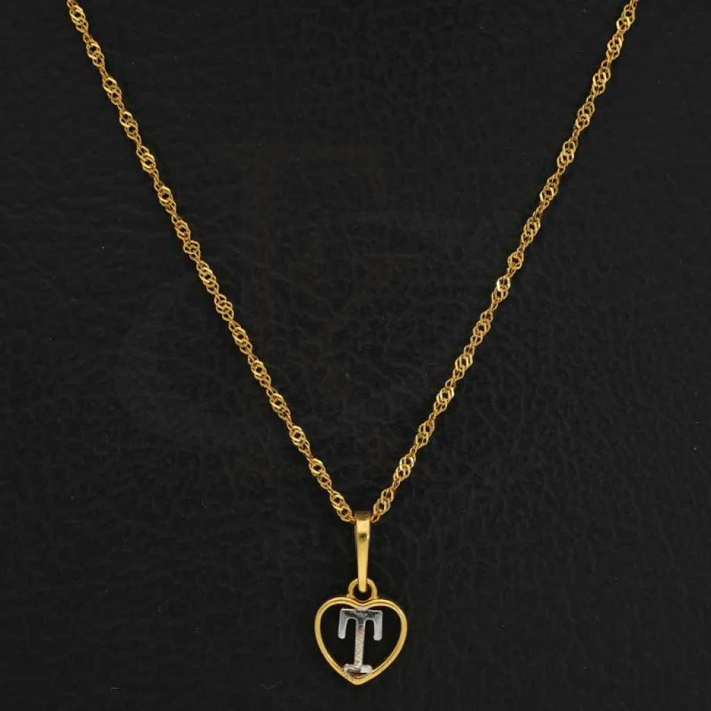 Gold Necklace (Chain With Dual Tone Heart Shaped Alphabet Pendant) 22Kt - Fkjnkl22K2736 Necklaces