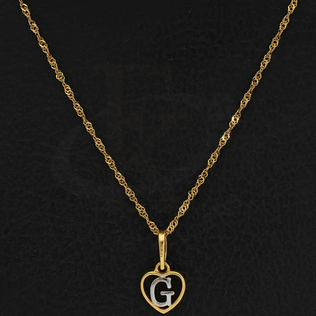 Gold Necklace (Chain With Dual Tone Heart Shaped Alphabet Pendant) 22Kt - Fkjnkl22K2736 Necklaces