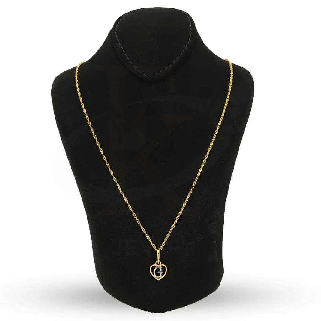 Gold Necklace (Chain With Dual Tone Heart Shaped Alphabet Pendant) 22Kt - Fkjnkl22K2736 Necklaces