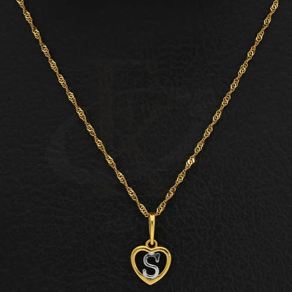 Gold Necklace (Chain With Dual Tone Heart Shaped Alphabet Pendant) 22Kt - Fkjnkl22K2736 Necklaces