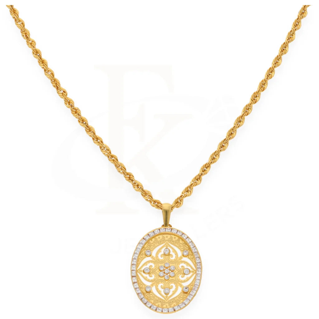 Gold Necklace (Chain With Dual Tone Pendant) 21Kt- Fkjnkl21K7701 Necklaces