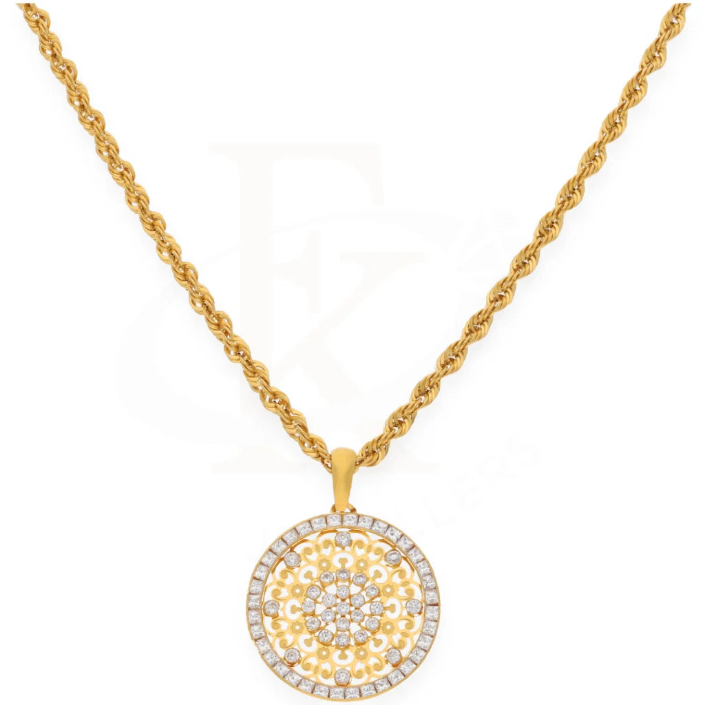 Gold Necklace (Chain With Dual Tone Pendant) 21Kt- Fkjnkl21K7704 Necklaces