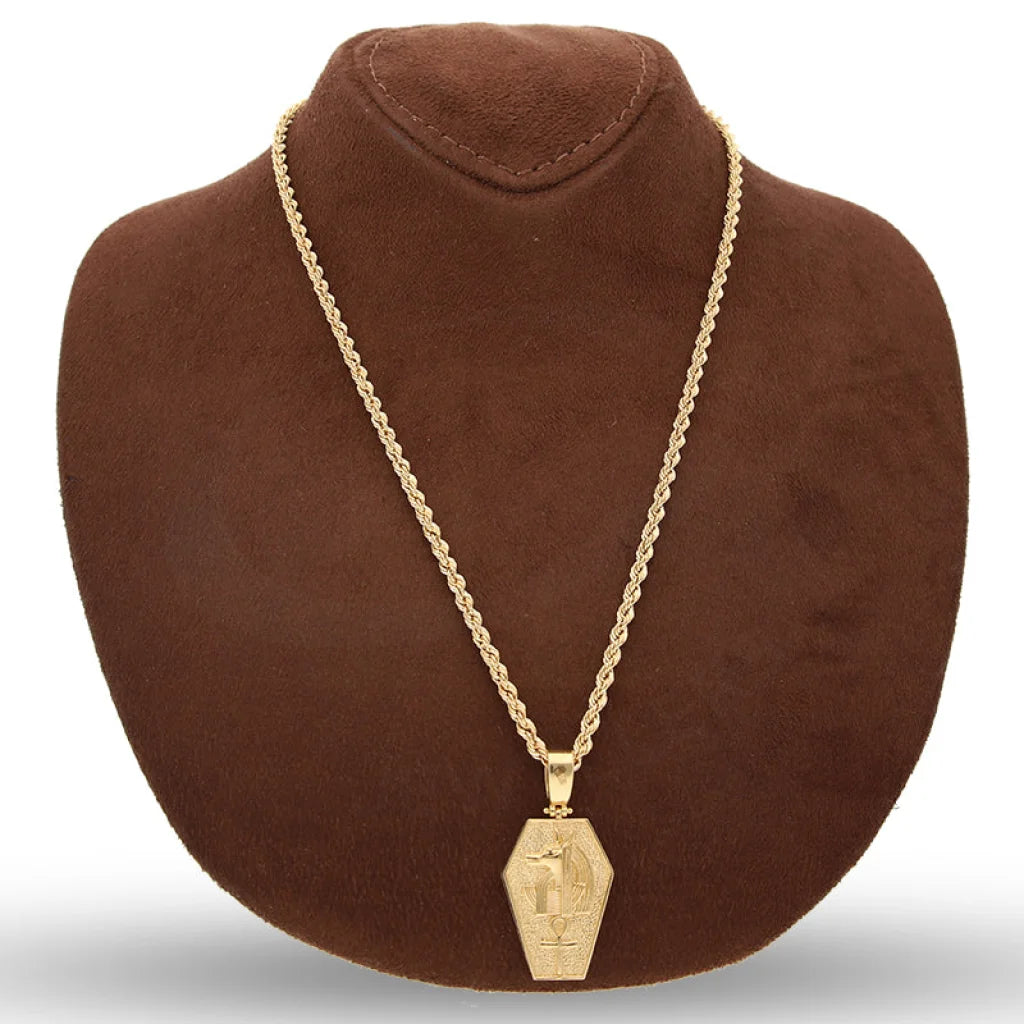 Gold Necklace (Chain With Egyptian Anubis & Ankh Pendant) 18Kt - Fkjnkl18K5461 Necklaces