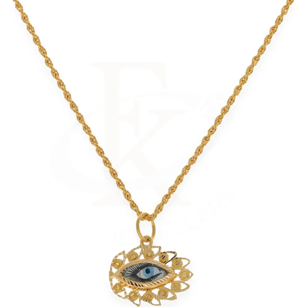 Gold Necklace ( Chain With Evil Eye Pendant ) 21Kt - Fkjnkl21K7569 Necklaces