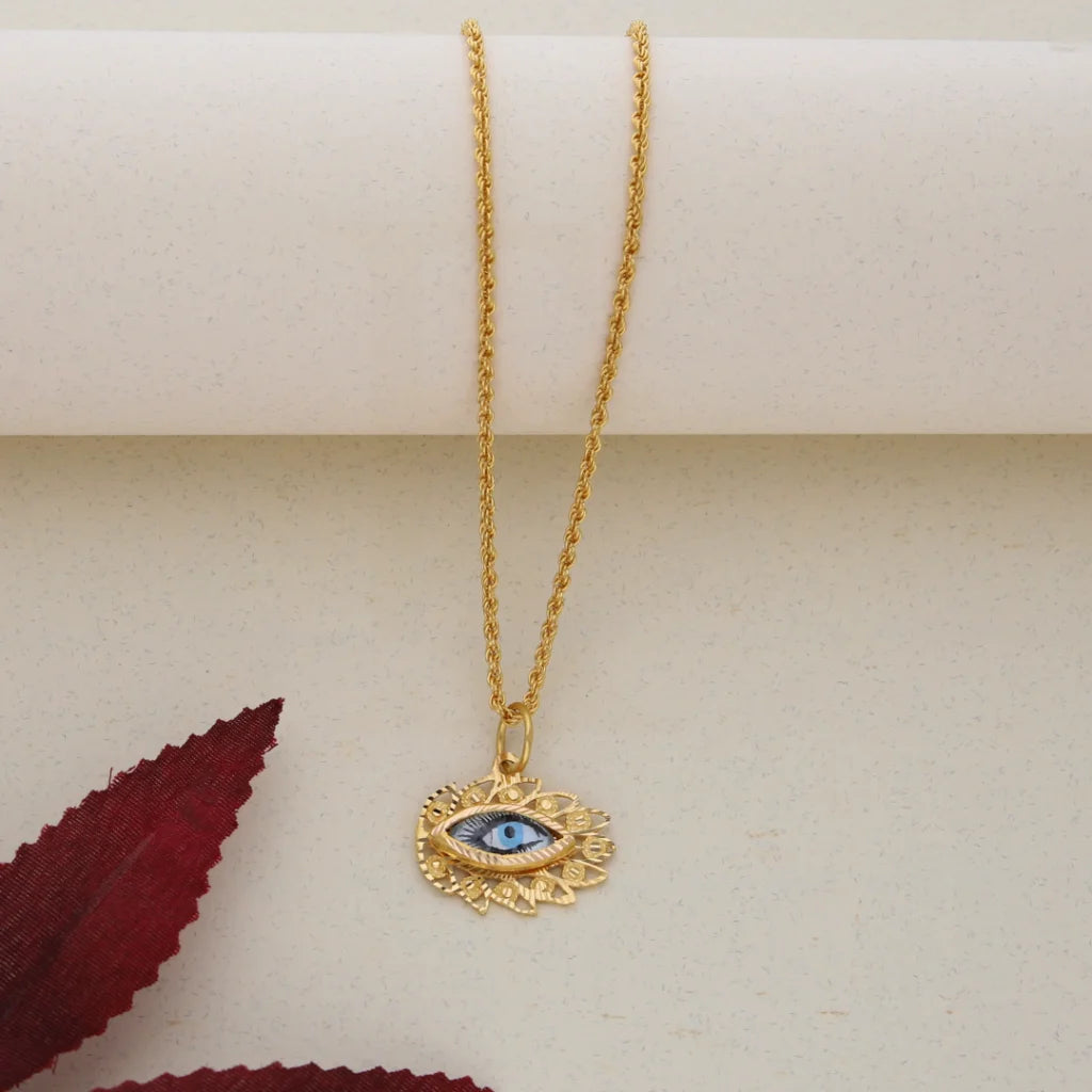 Gold Necklace ( Chain With Evil Eye Pendant ) 21Kt - Fkjnkl21K7569 Necklaces