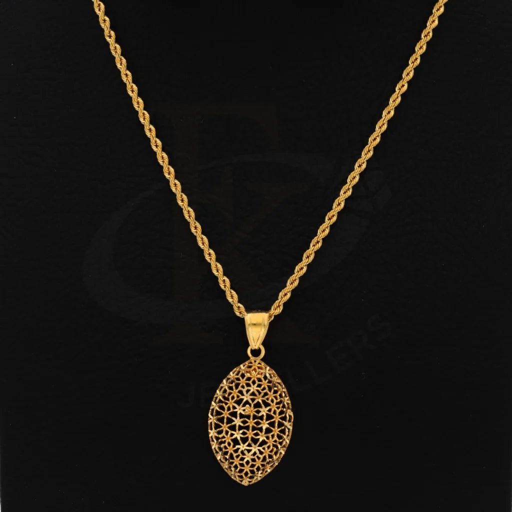 Gold Necklace (Chain With Eye Shaped Pendant) 21Kt - Fkjnkl21Km8375 Necklaces