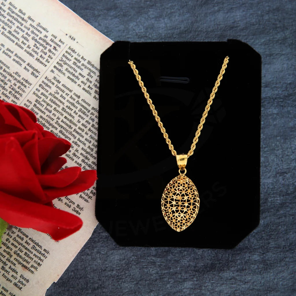 Gold Necklace (Chain With Eye Shaped Pendant) 21Kt - Fkjnkl21Km8375 Necklaces