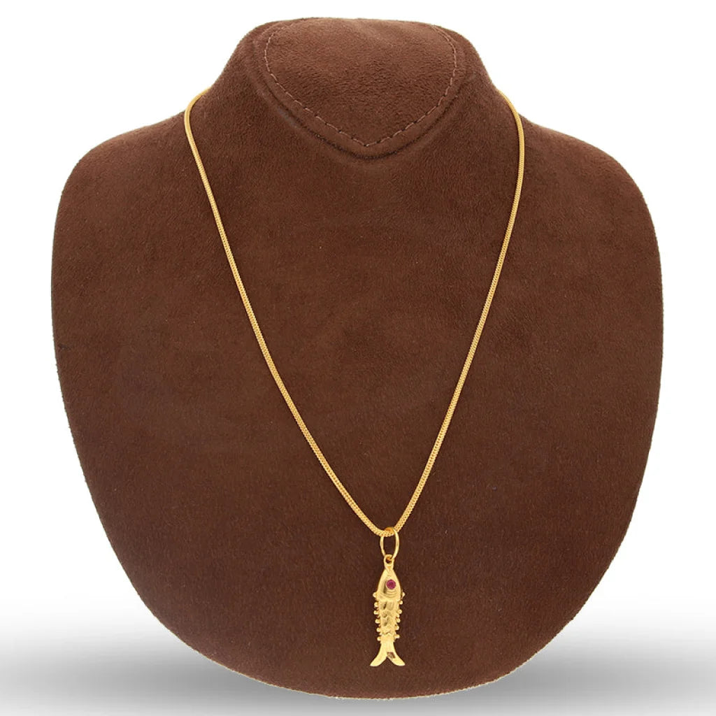 Gold Necklace (Chain With Fish Pendant) 22Kt - Fkjnkl22K5619 Necklaces