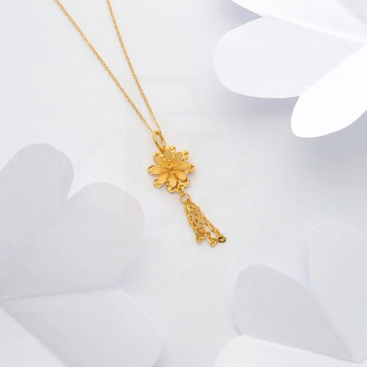 Gold Necklace (Chain With Floral Style Pendant) 21Kt - Fkjnkl21Km8431 Necklaces