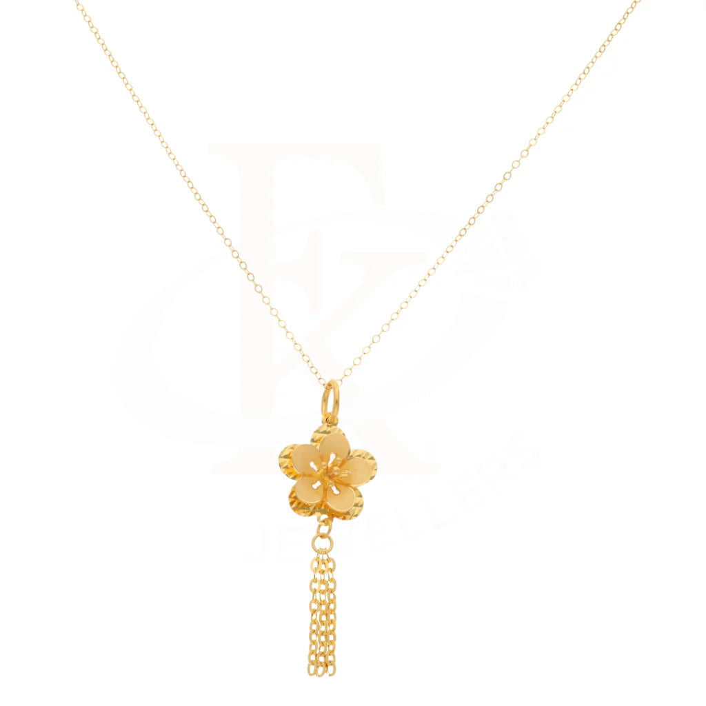 Gold Necklace (Chain With Floral Style Pendant) 21Kt - Fkjnkl21Km8432 Necklaces