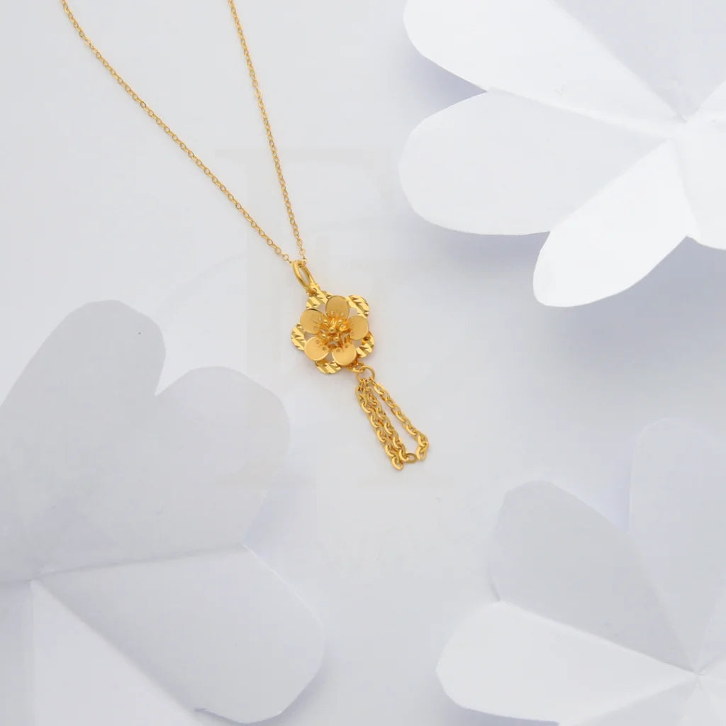 Gold Necklace (Chain With Floral Style Pendant) 21Kt - Fkjnkl21Km8435 Necklaces