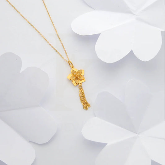 Gold Necklace (Chain With Floral Style Pendant) 21Kt - Fkjnkl21Km8436 Necklaces