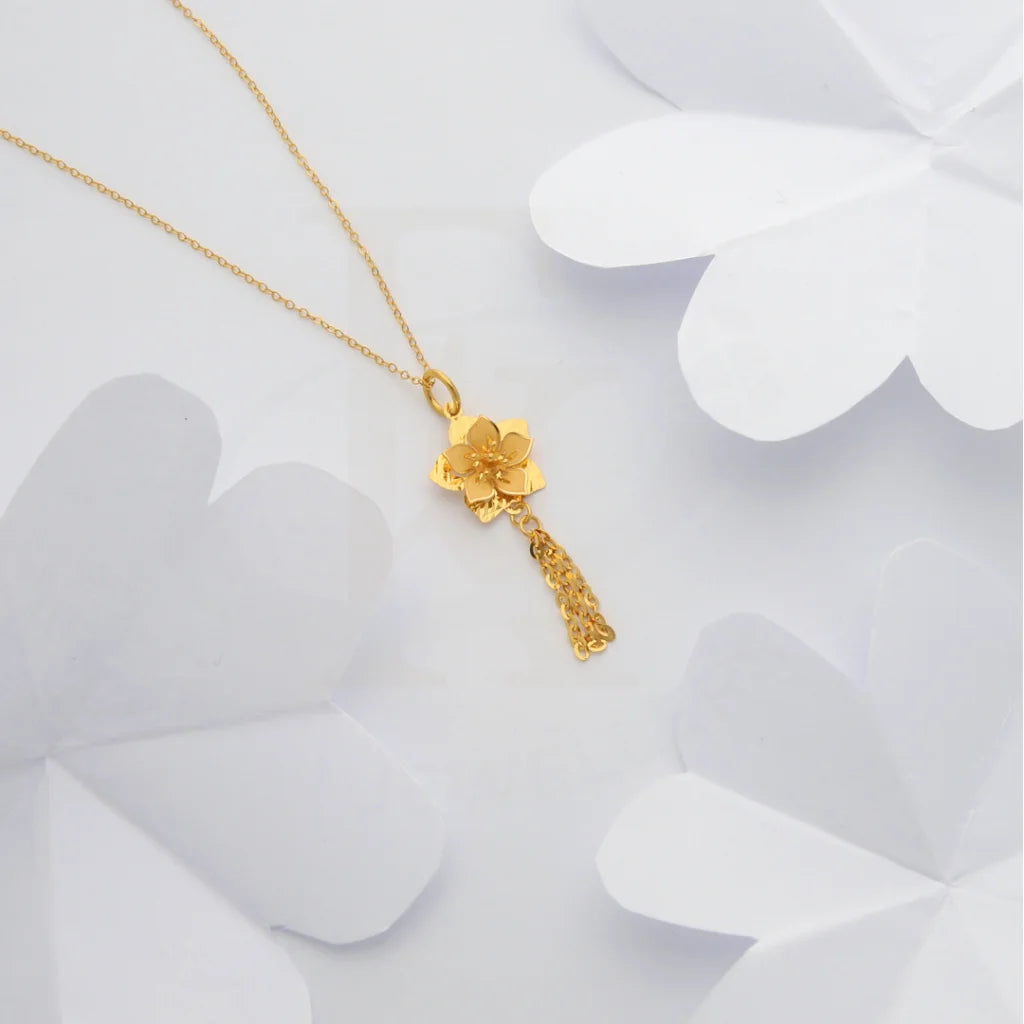 Gold Necklace (Chain With Floral Style Pendant) 21Kt - Fkjnkl21Km8438 Necklaces