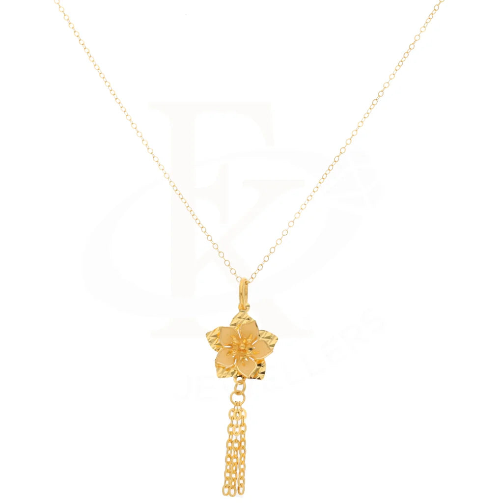 Gold Necklace (Chain With Floral Style Pendant) 21Kt - Fkjnkl21Km8438 Necklaces