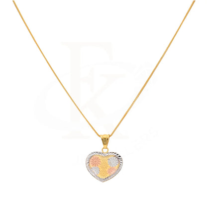 Gold Necklace (Chain With Flower Design In Heart Pendant) 21Kt - Fkjnkl21Km8527 Necklaces