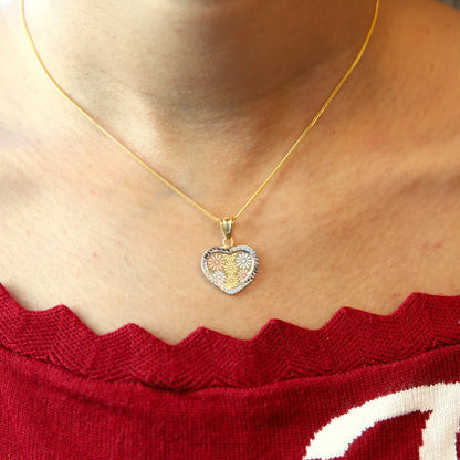 Gold Necklace (Chain With Flower Design In Heart Pendant) 21Kt - Fkjnkl21Km8527 Necklaces