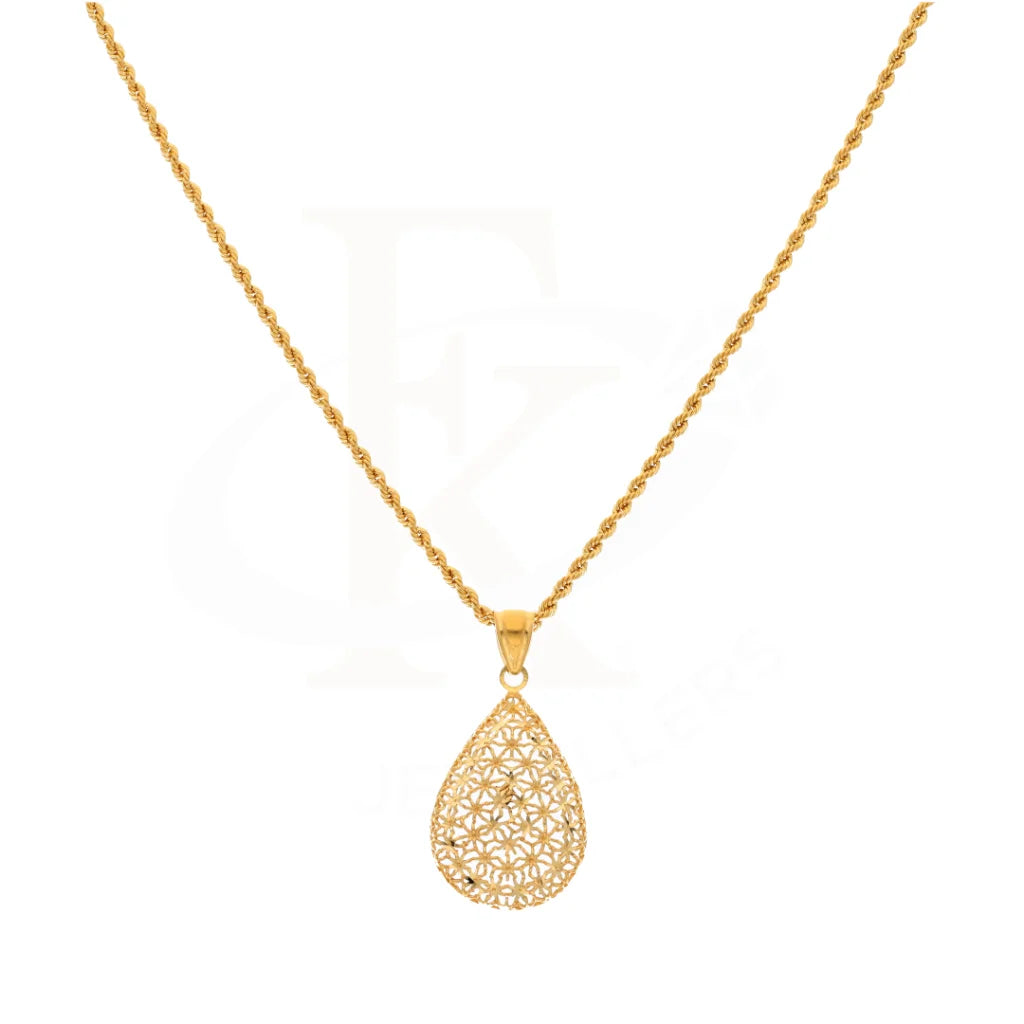 Gold Necklace (Chain With Flower Drop Pendant) 21Kt - Fkjnkl21Km8376 Necklaces