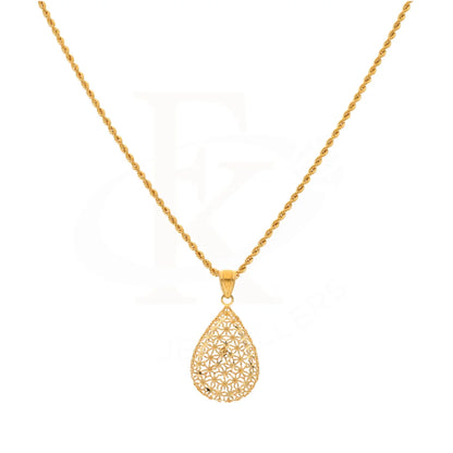 Gold Necklace (Chain With Flower Drop Pendant) 21Kt - Fkjnkl21Km8376 Necklaces