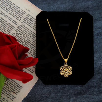 Gold Necklace (Chain With Flower Pendant) 21Kt - Fkjnkl21Km8379 Necklaces