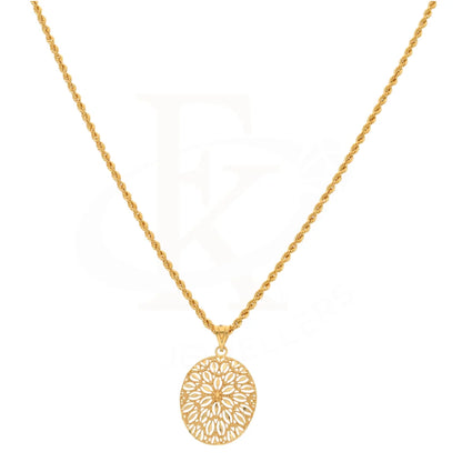 Gold Necklace (Chain With Flower Oval Pendant) 21Kt - Fkjnkl21Km8384 Necklaces